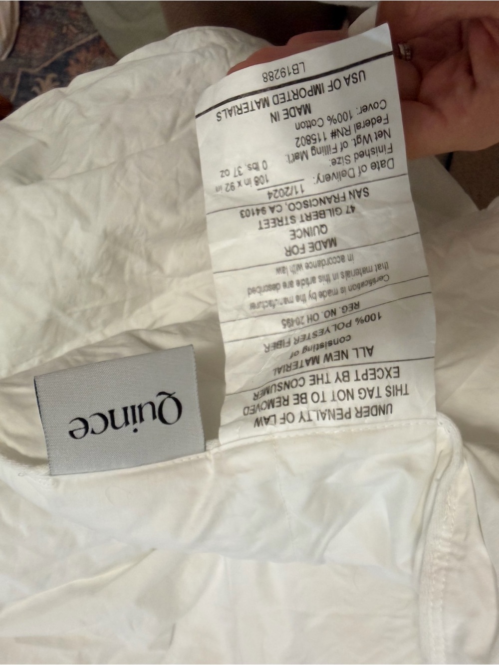Quince White Comforter with Quilted Stitching